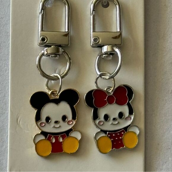 BAG CHARM Silver Tone Baby Mickey and Minnie Bag Charm Keychain - Picture 4 of 4